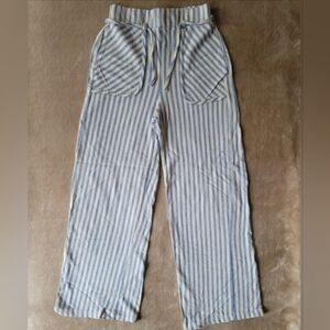 Zara Girl Blue/White Striped Cotton Pants Size 11-12 NWOT